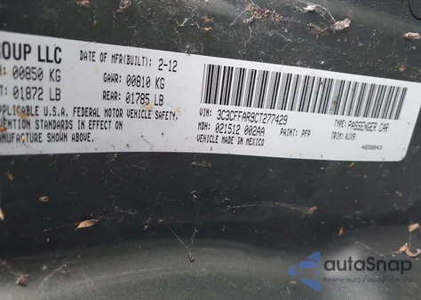 2012 Fiat 500 Pop из США, поврежденный, VIN 3C3CFFAR9CT277429